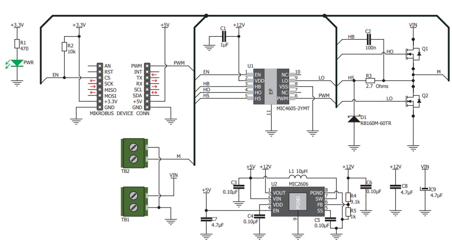 回路図 - Mikroe MIKROE-2893 DC Motor 8 Click